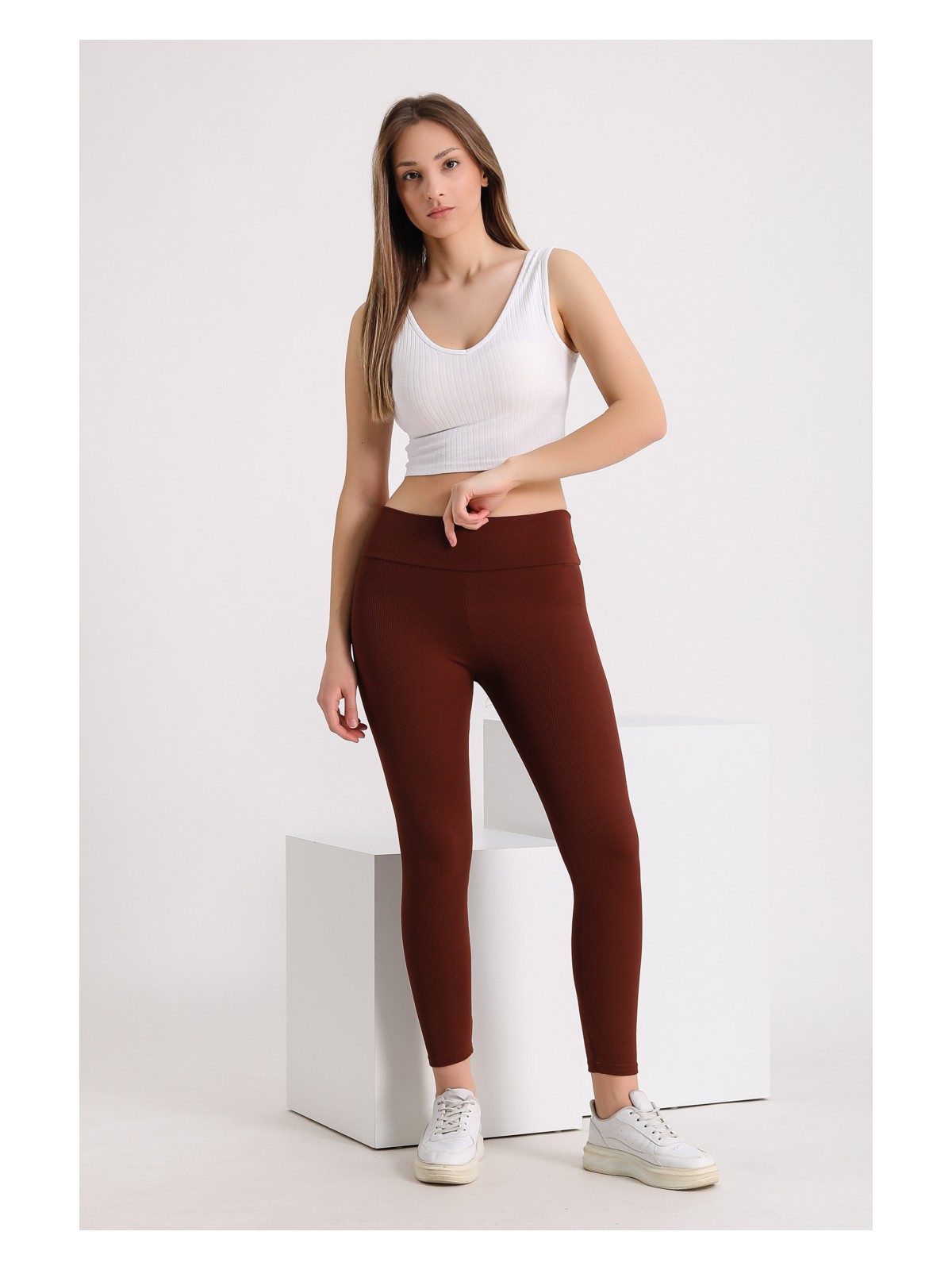 Banega Curve Büyük Beden Fitilli Yüksek Bel Toparlayıcı Siyah Tayt - Görsel 5