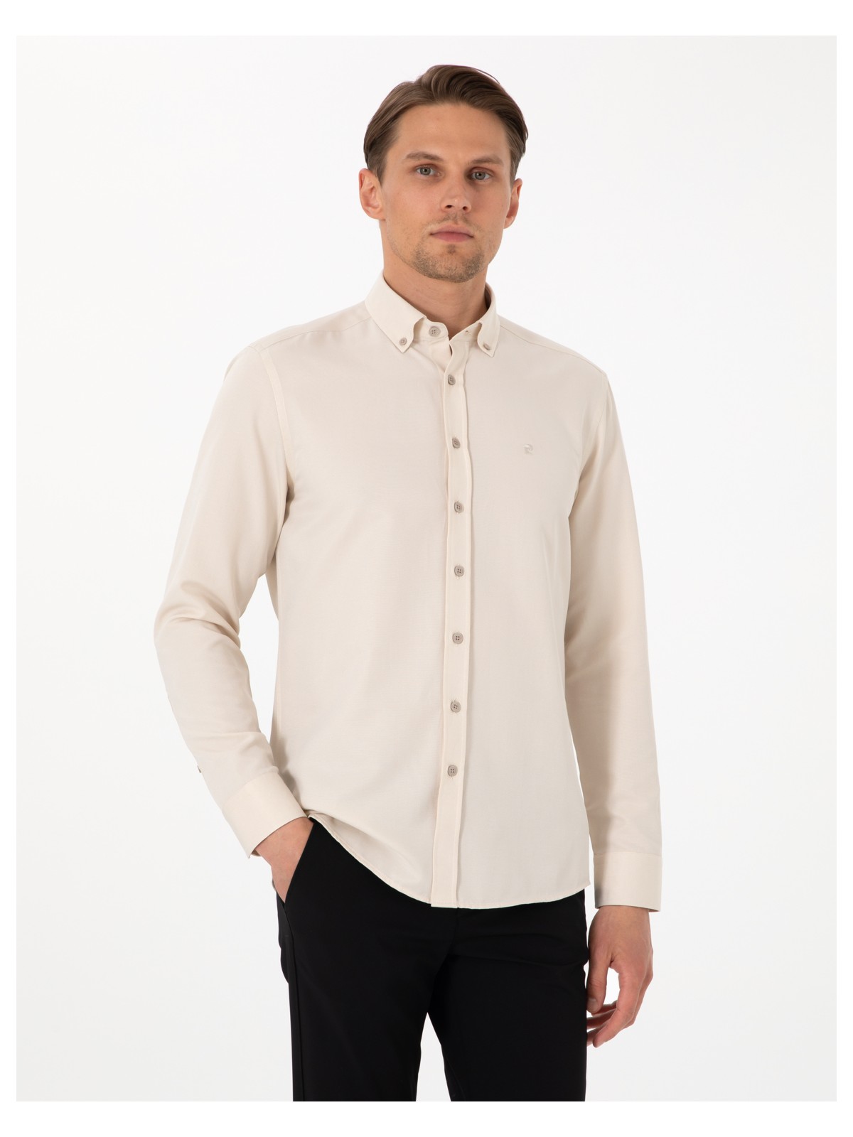 Pierre Cardin Erkek Çağla Oxford Slim Fit Kolay Ütülenebilir Gömlek 50306996-VR016 - Görsel 7