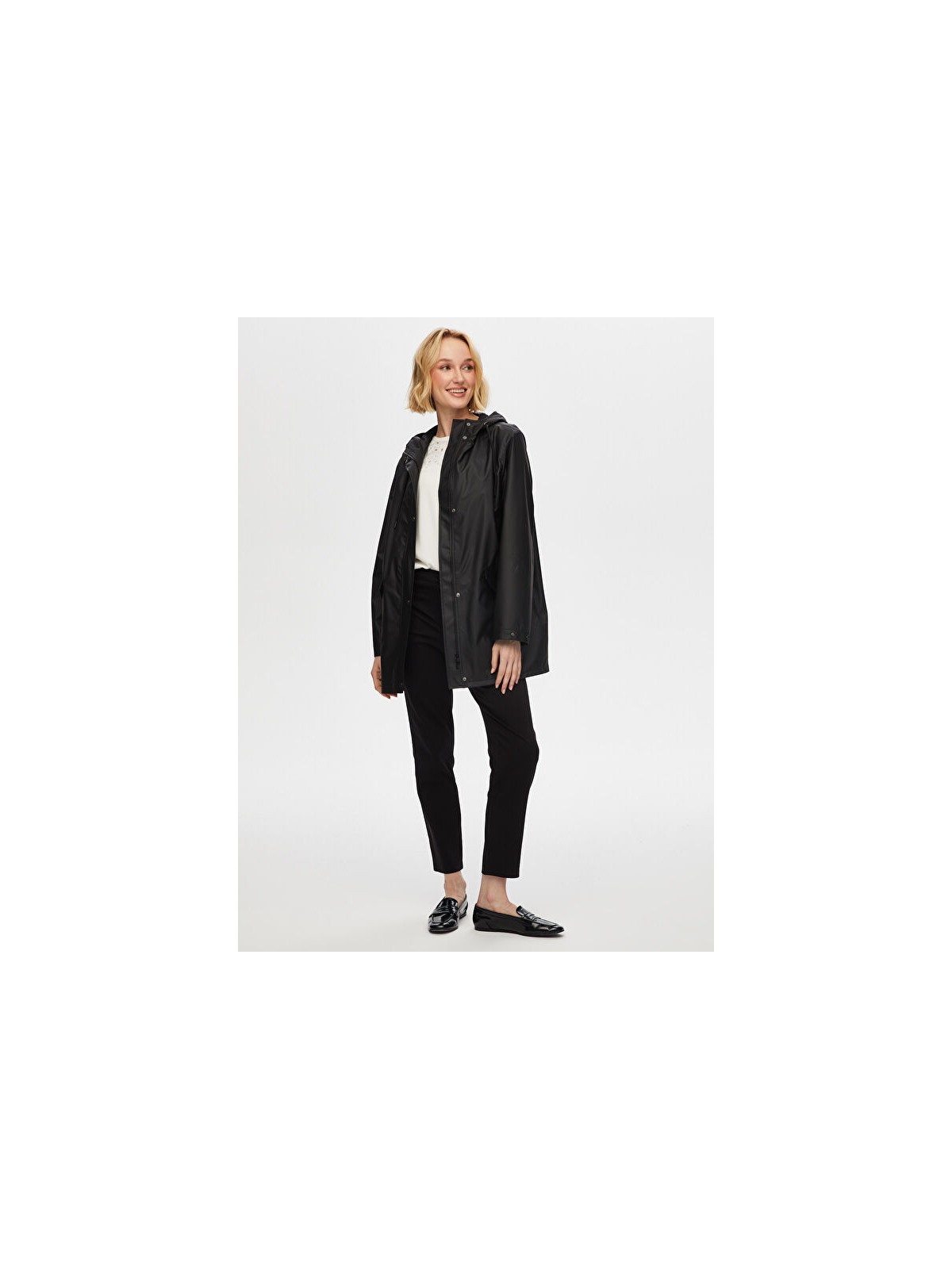 Faik Sönmez Astarsız Kapişonlu Yağmurluk Trençkot S25TNC003