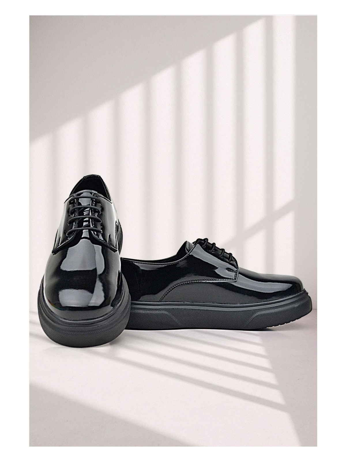 Rakerplus Derby Siyah Rugan Siyah Taban Çocuk Klasik Ayakkabı