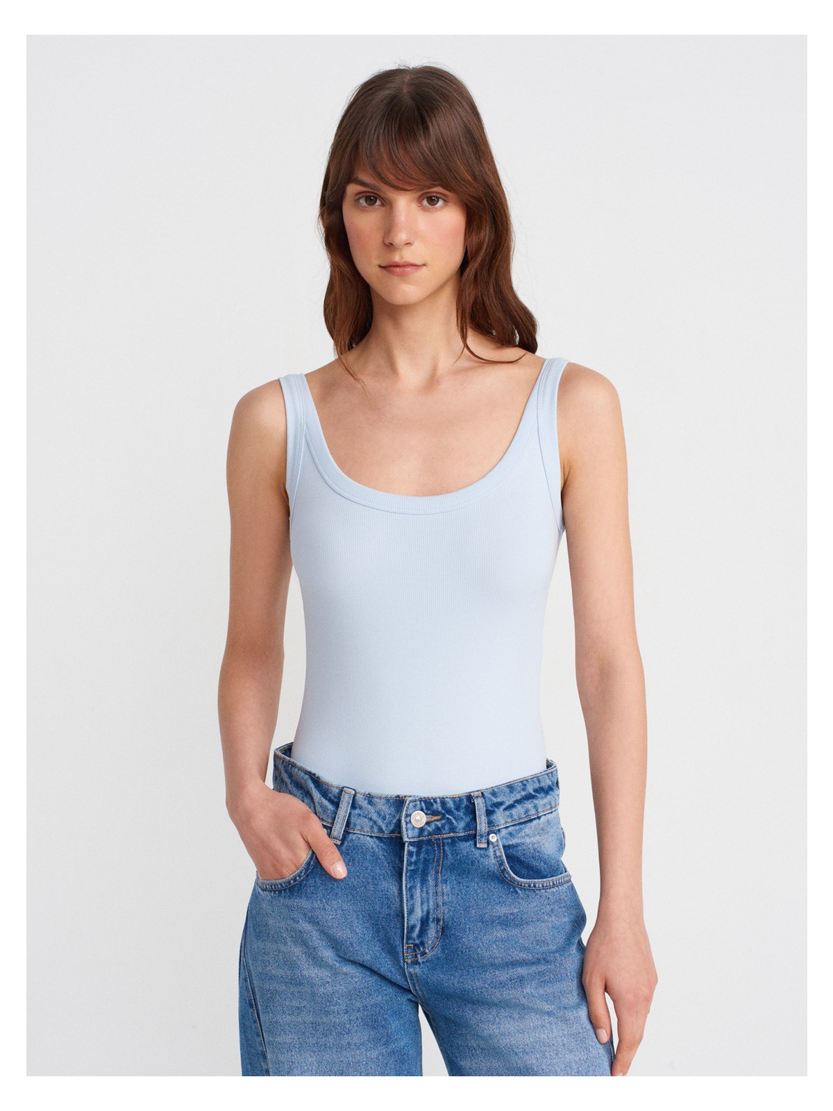 Dilvin 21053 Askılı Bodysuit-Kırmızı - Görsel 6