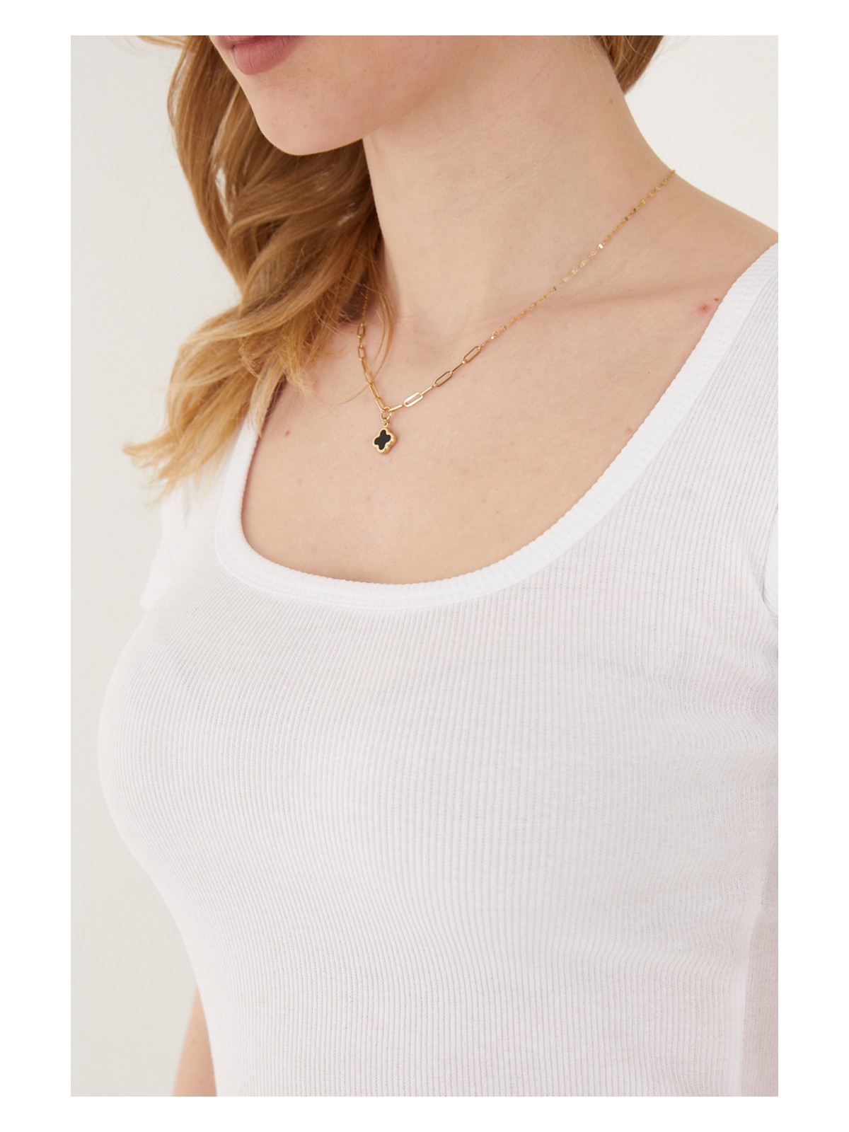 Wearflawless Kadın 2'li Adet Kısa Kollu Fitilli U Yaka Pamuklu Örme Kaşkorse T-Shirt Bluz - Görsel 4