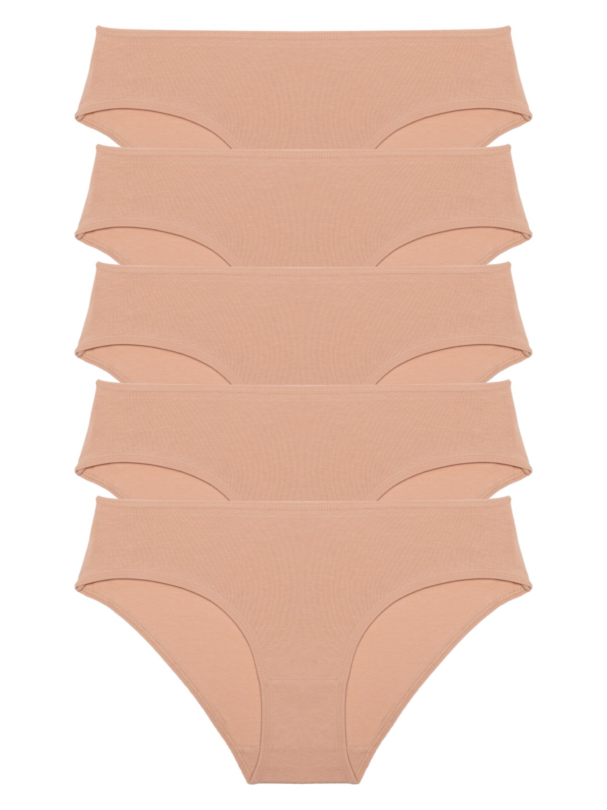 Nicoletta Kadın Külot Yüksek Bel Bikini 5 Li Paket Pamuklu Likralı Ten