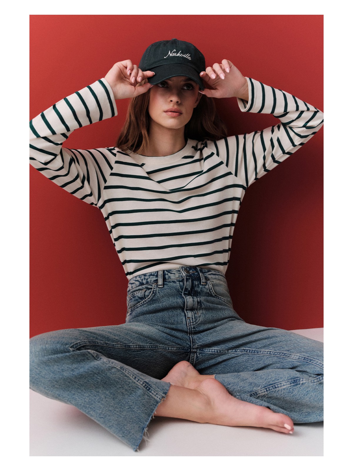 Manuka Çizgili Uzun Kol Regular Fıt Tshırt Siyah