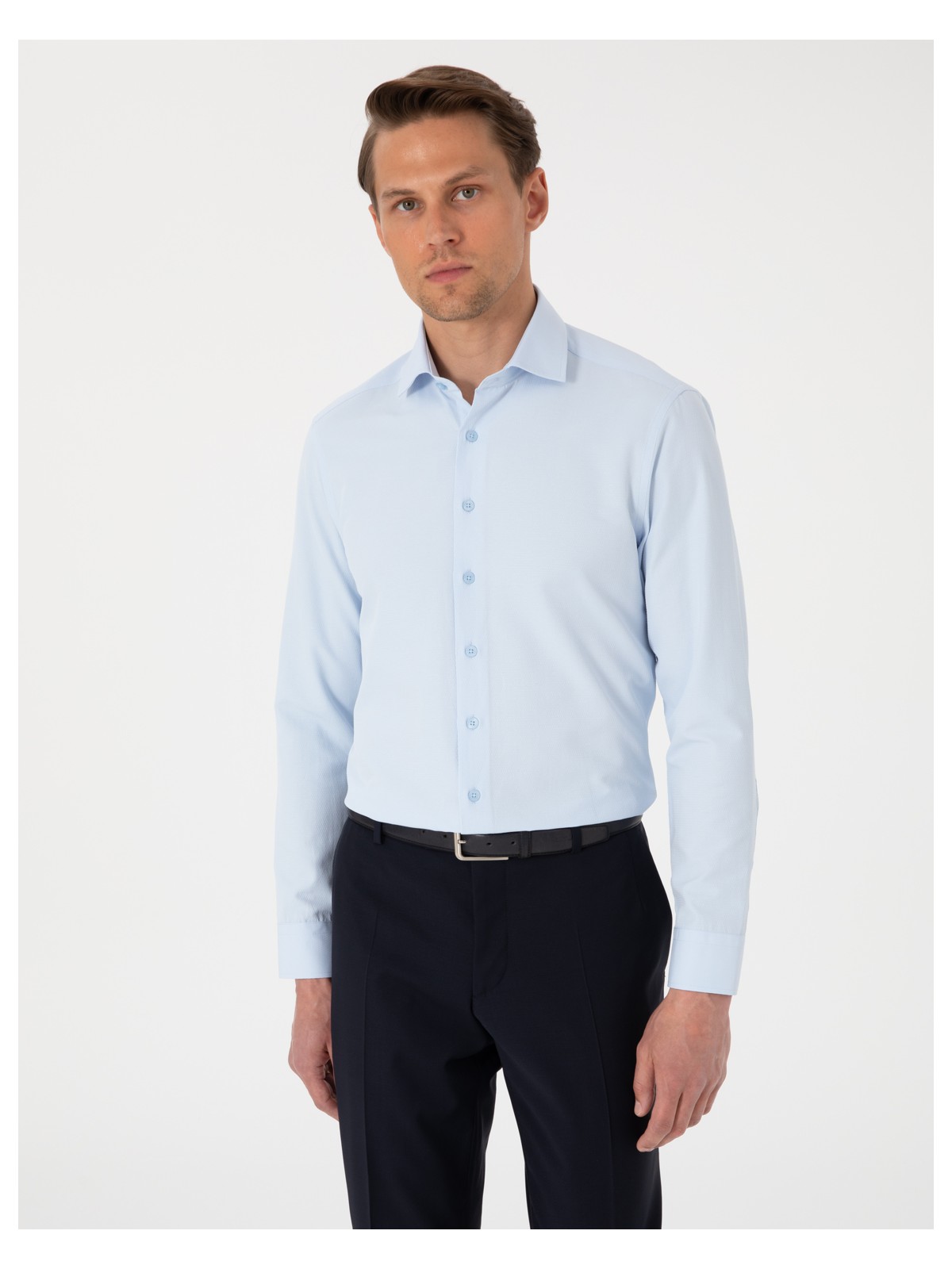 Pierre Cardin Erkek Beyaz Slim Fit Uzun Kollu Armürlü Gömlek 50307108-VR013 - Görsel 4