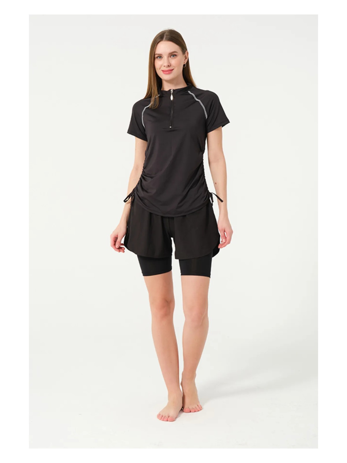 Tesmay Hızlı Kuruyan Kumaş Yarım Kol Şortlu Yüzücü Mayo 24156