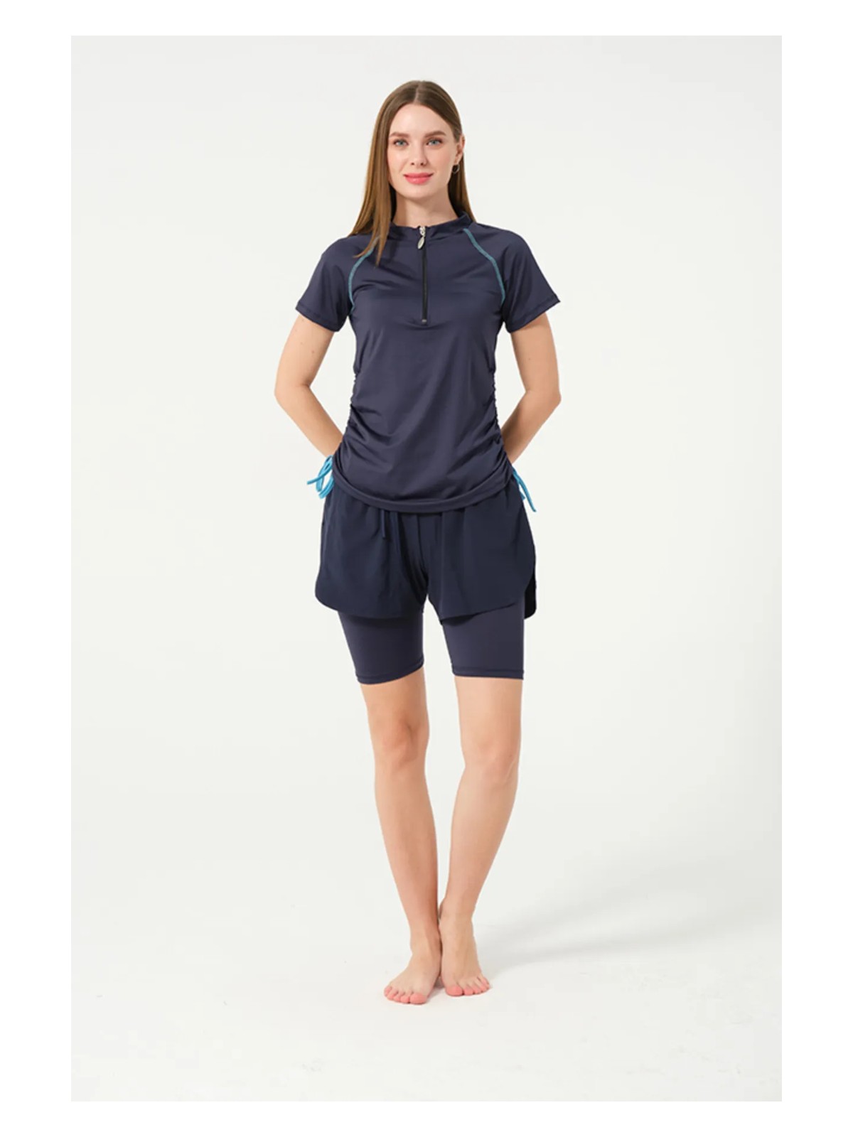 Tesmay Hızlı Kuruyan Kumaş Yarım Kol Şortlu Yüzücü Mayo 24156 - Görsel 3