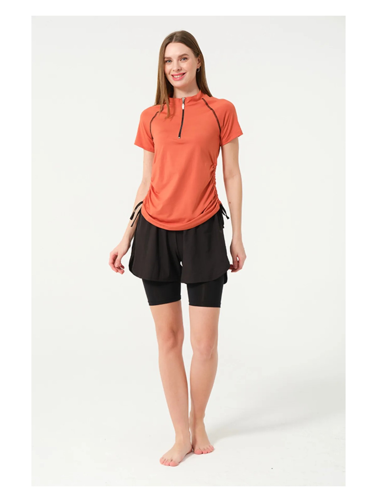 Tesmay Hızlı Kuruyan Kumaş Yarım Kol Şortlu Yüzücü Mayo 24156 - Görsel 5