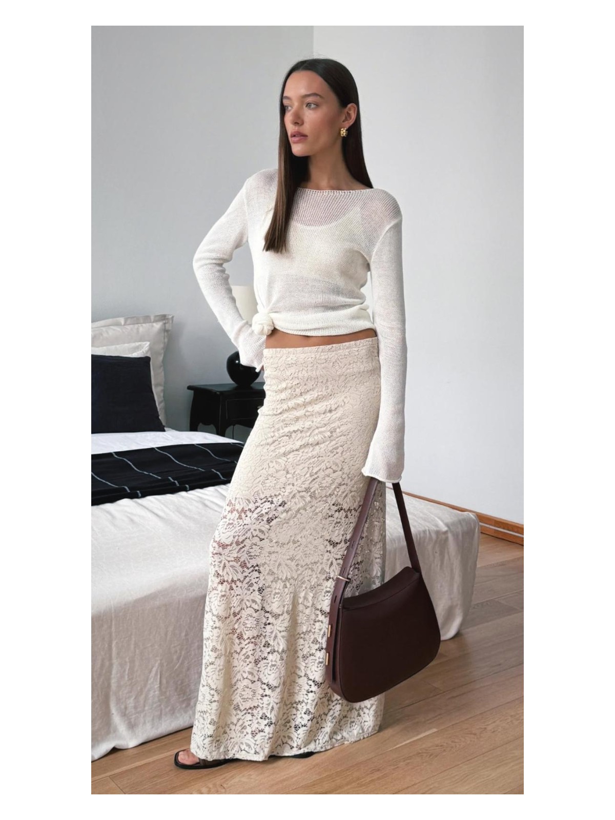 Deep Beach Retro Dantel Maxi Etek - Görsel 3