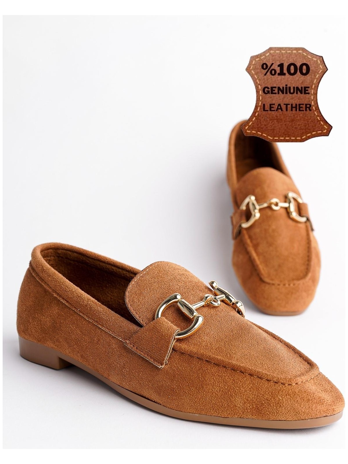 Muggo Mona Garantili Metal Tokalı Deri Kadın Loafer Günlük Ayakkabı