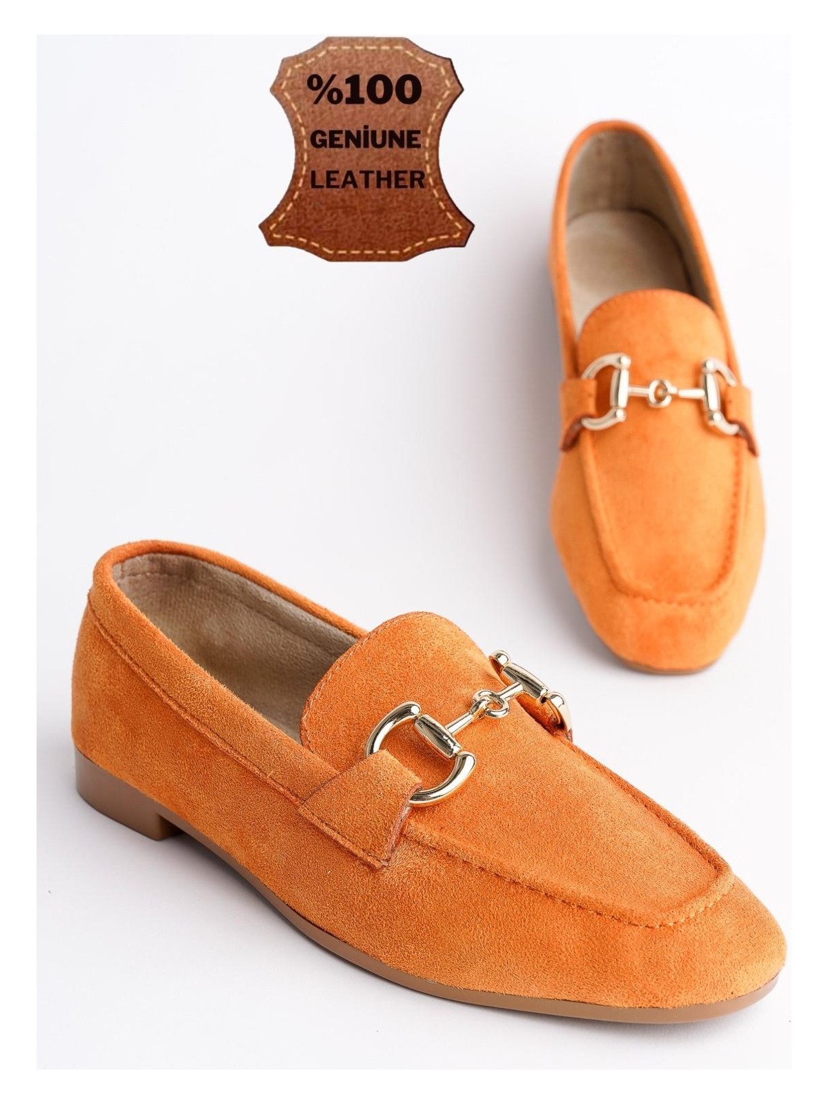 Muggo Mona Garantili Metal Tokalı Deri Kadın Loafer Günlük Ayakkabı - Görsel 8