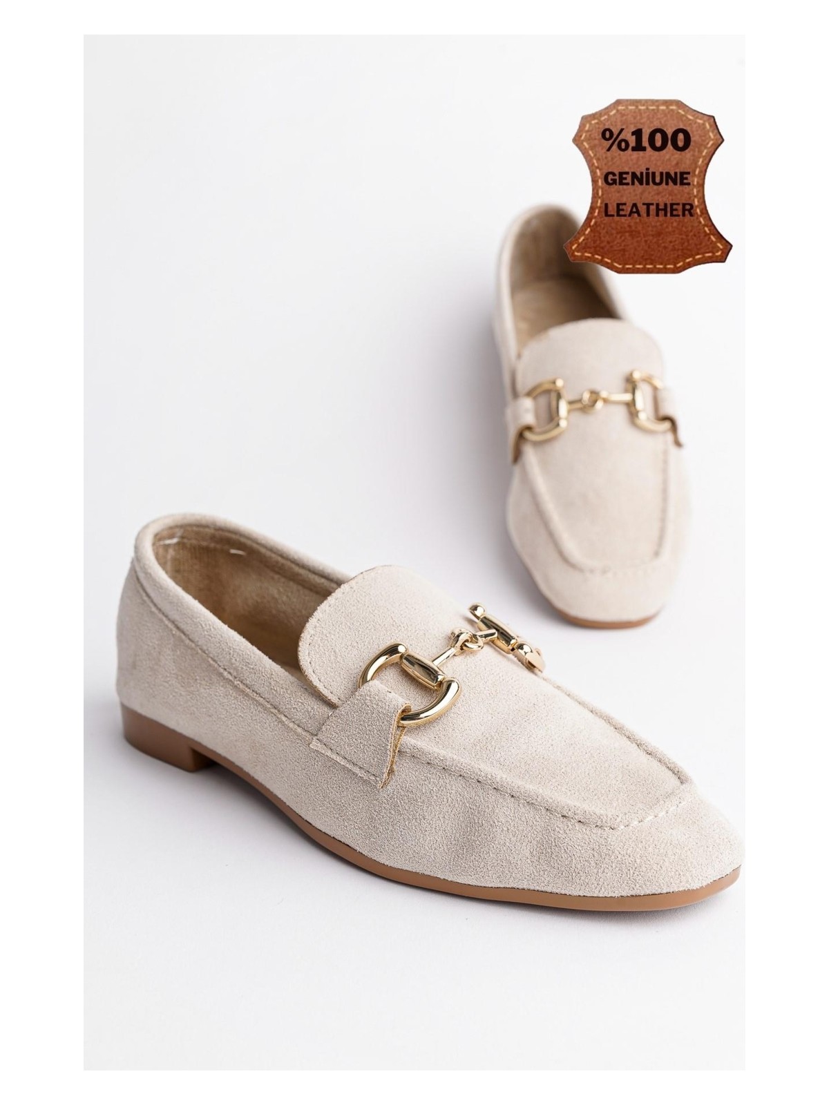 Muggo Mona Garantili Metal Tokalı Deri Kadın Loafer Günlük Ayakkabı - Görsel 6