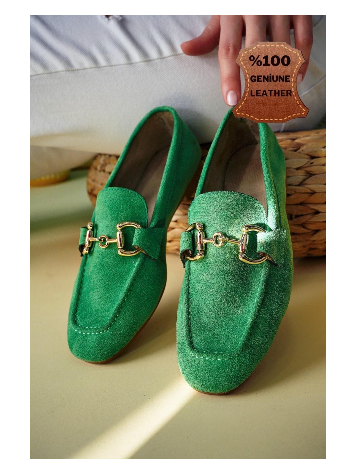 Muggo Mona Garantili Metal Tokalı Deri Kadın Loafer Günlük Ayakkabı - Görsel 7