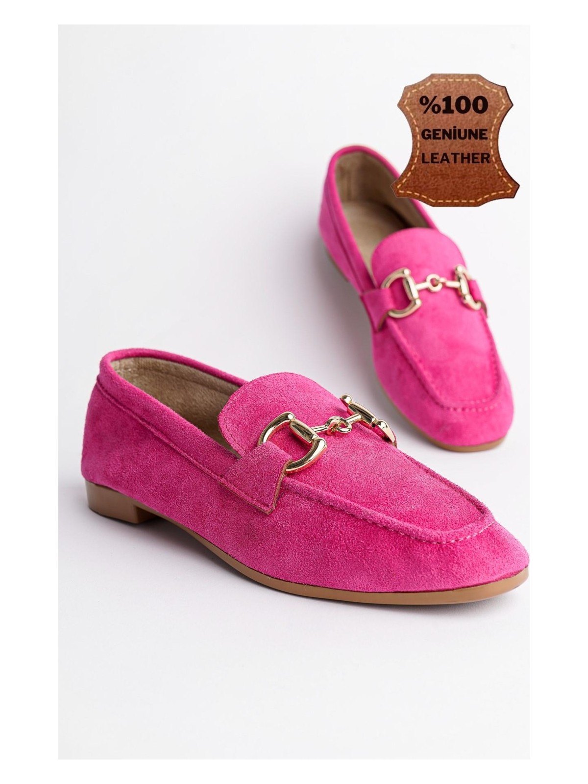 Muggo Mona Garantili Metal Tokalı Deri Kadın Loafer Günlük Ayakkabı - Görsel 3