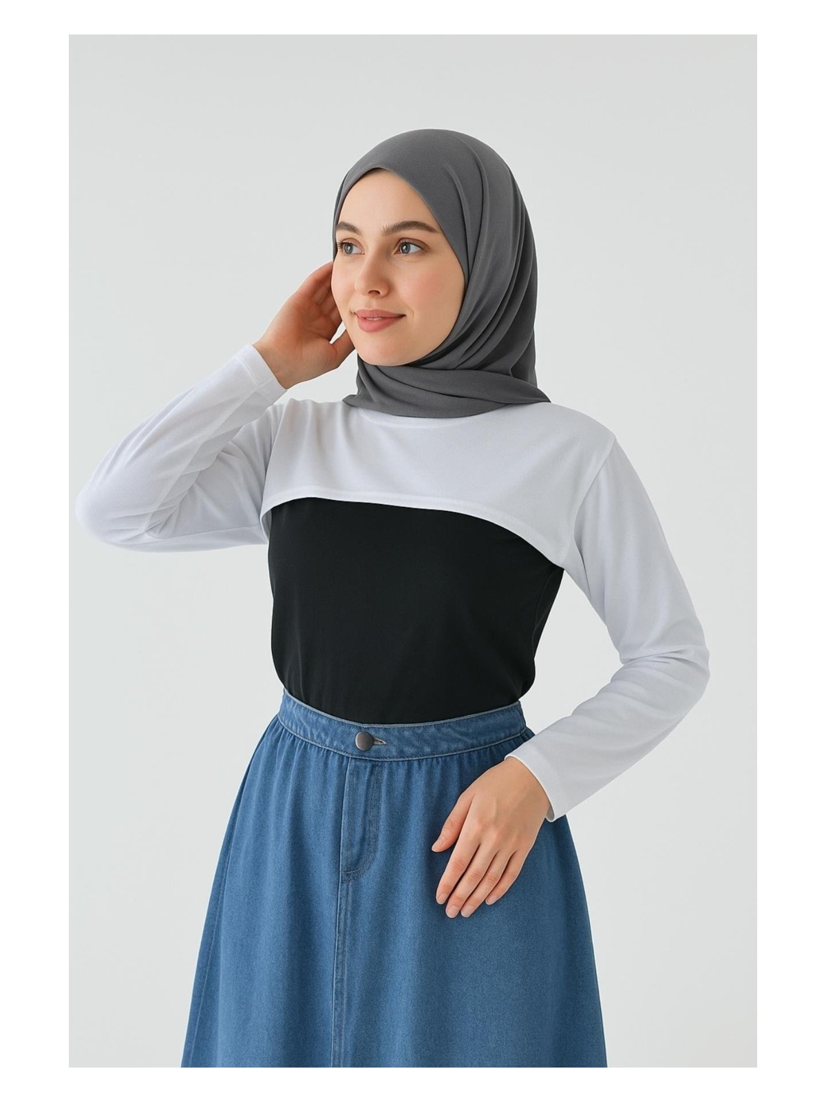 Mirach Sıfır Yaka Boyunluklu Kolluk | Uzun Kollu Tesettür Boyunluk Bodysuit Şık ve Rahat Tasarım - Görsel 2
