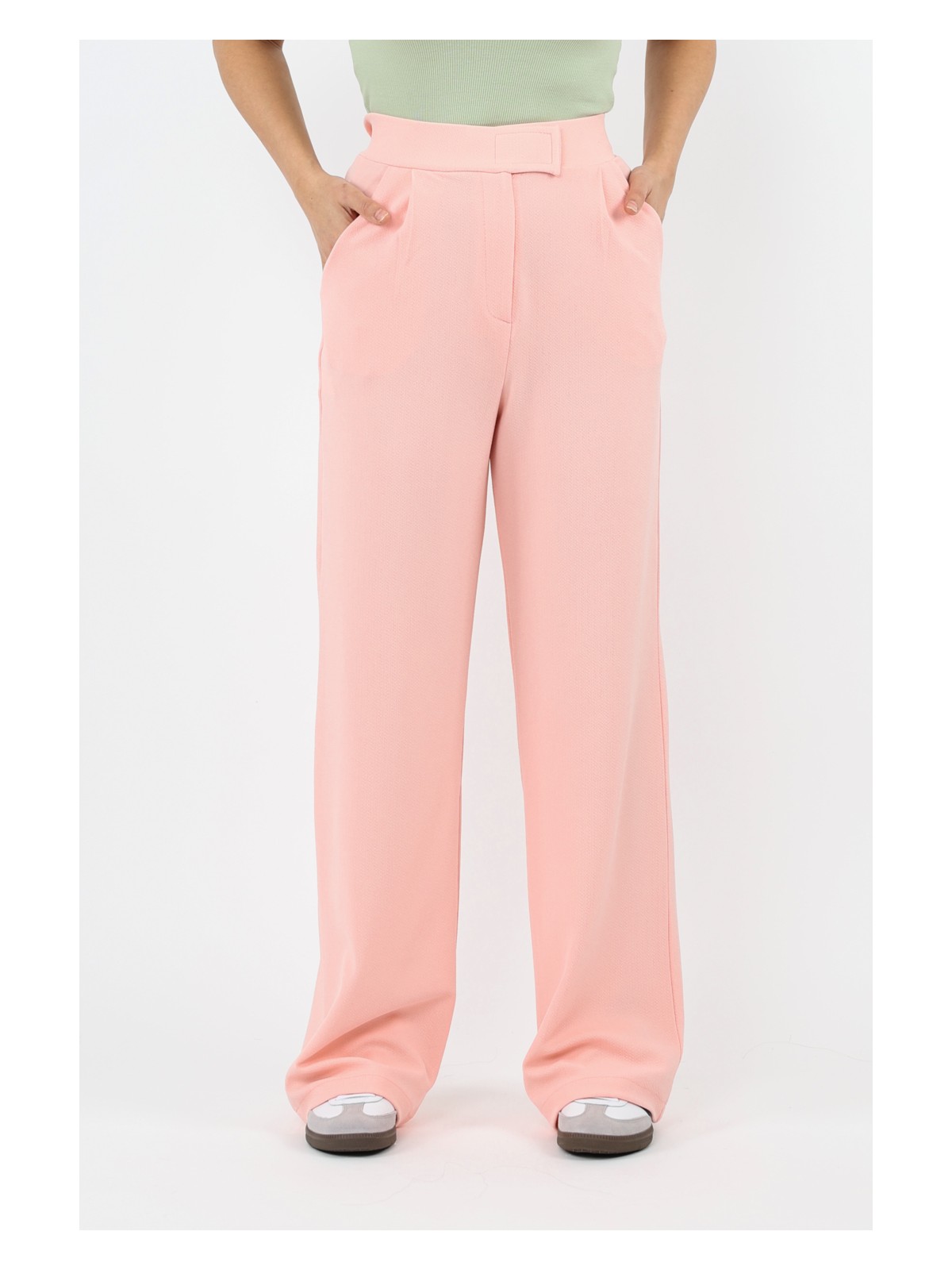 Ritnice Line Kadın Likralı Cırt Kapama Somon Palazzo Pantolon