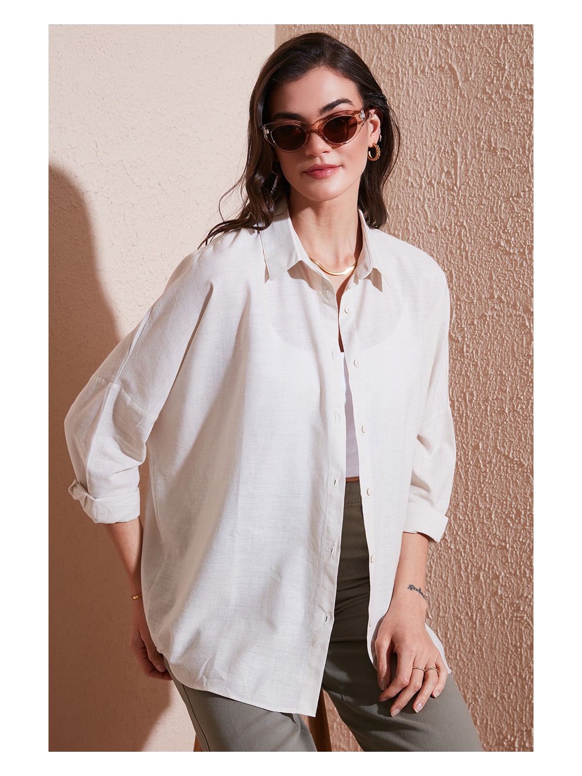 Sd Luxury Oversize Gömlek Bayan Gömlek 6781001 - Görsel 3