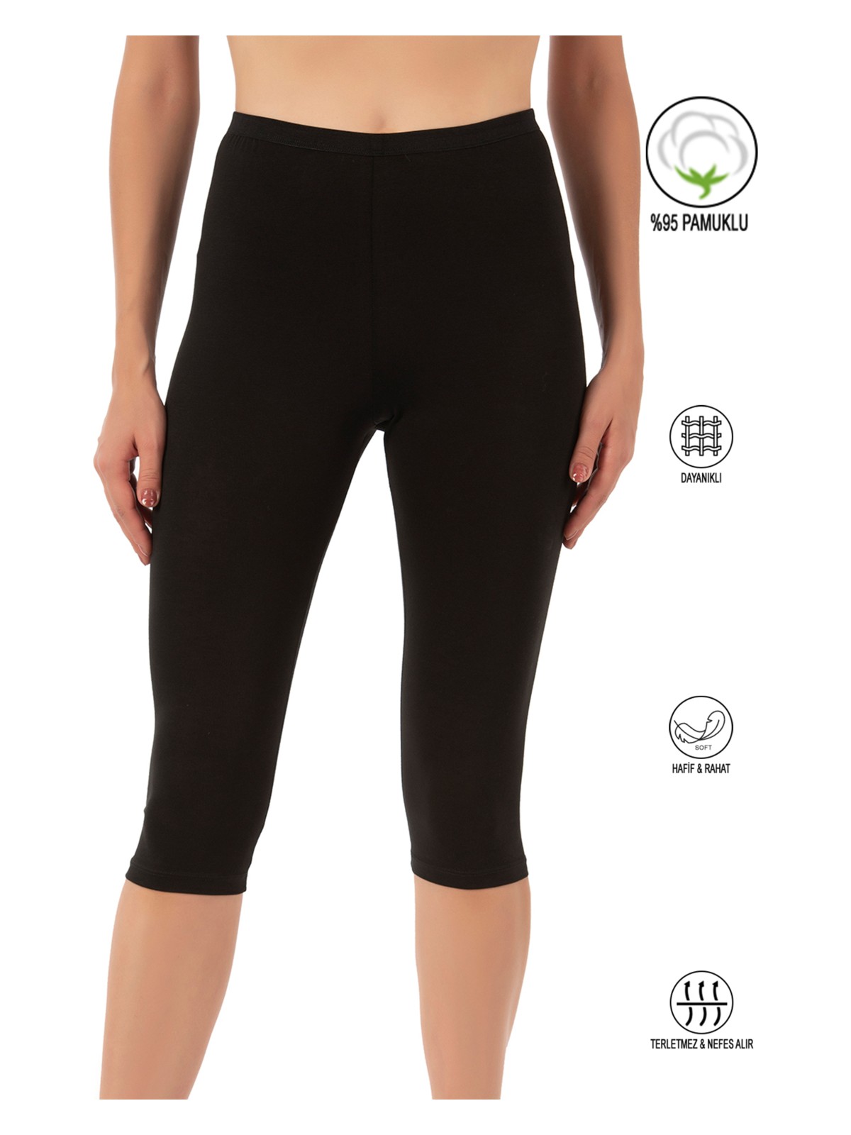 Özkan Underwear 0458 Kadın Pamuklu Likralı Süprem Kapri Tayt