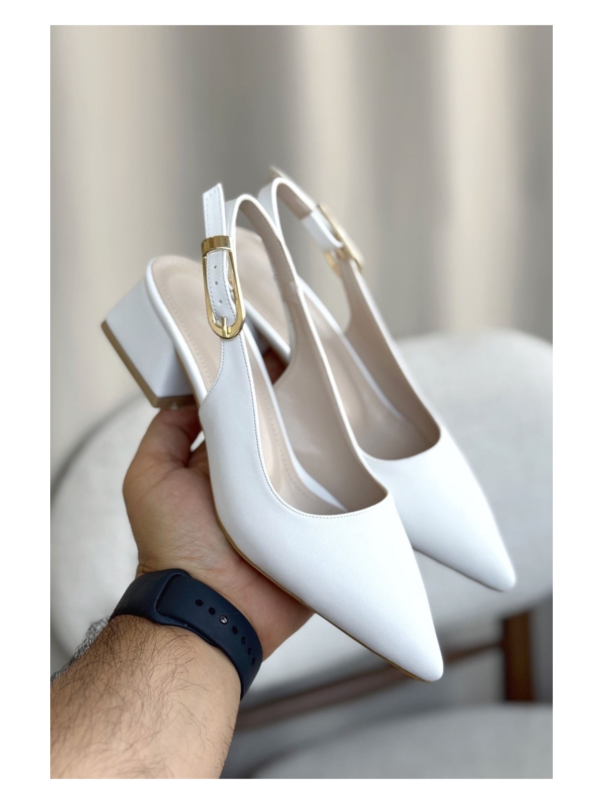 Moda Adam Kadın Mely Tokalı Kısa Topuklu Ayakkabı - Siyah-Deri - Görsel 6