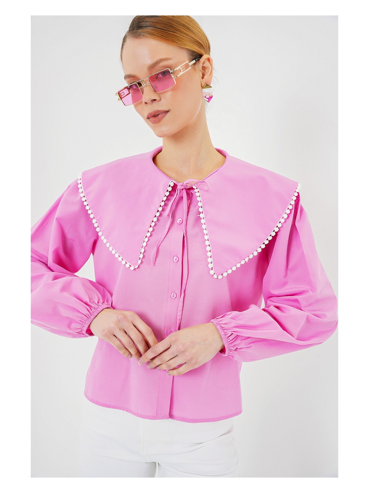 Bigdart Kadın Bebe Yaka Gömlek 20314 - Pembe