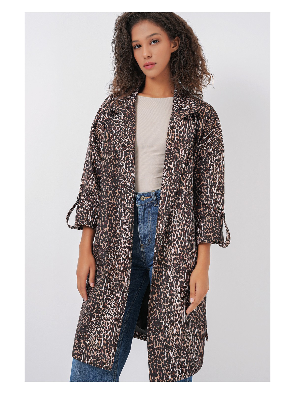 Bigdart 9104 Kadın Trençkot E. Kahve Renk Kruvaze Yaka 100% Polyester Astar