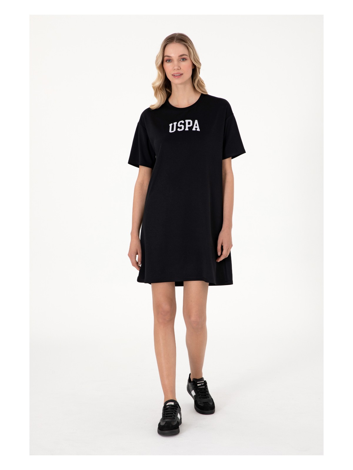 U.S. Polo Assn. Kadın Siyah Modal Karışımlı Bisiklet Yaka Mini Boy Örme Elbise 50306675-VR046