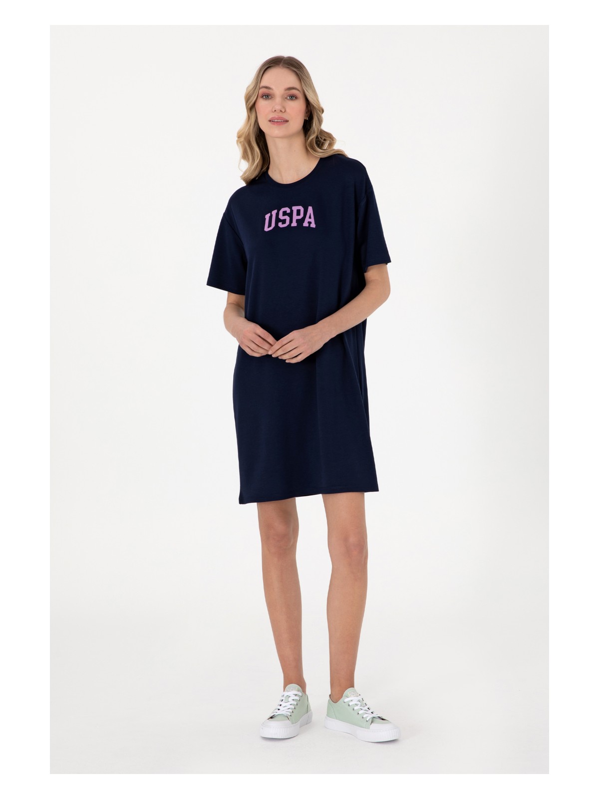 U.S. Polo Assn. Kadın Siyah Modal Karışımlı Bisiklet Yaka Mini Boy Örme Elbise 50306675-VR046 - Görsel 3