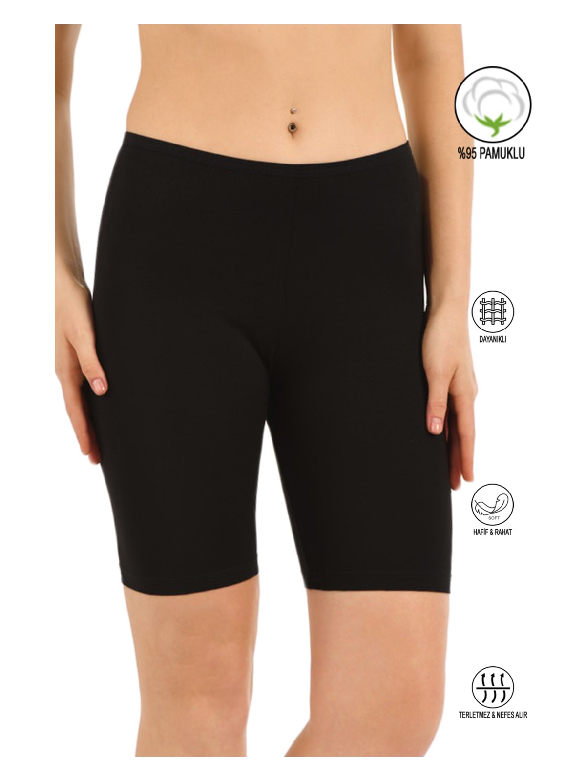 Özkan Underwear Özkan 0413 Kadın %95 Pamuklu Likralı Süprem Kumaş Esnek Rahat Yumuşak Diz Üstü Toparlayıcı Yüksek Bel Kısa Tayt - Görsel 4