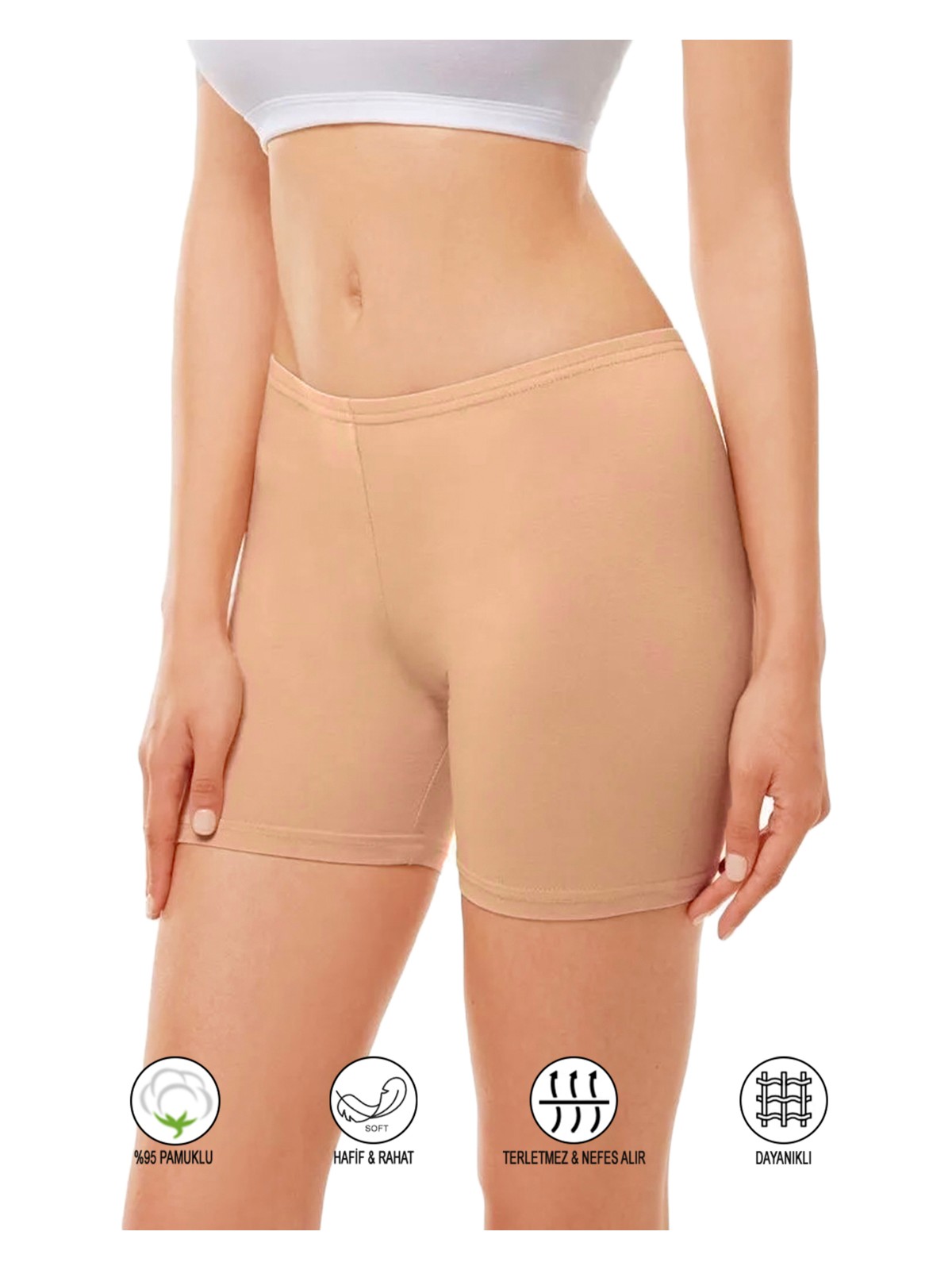 Özkan Underwear 26591 Kadın Pamuklu Likralı Ara Boy Diz Üstü Kısa Tayt Şort Boxer