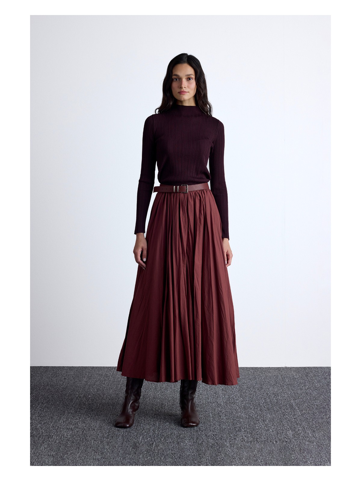 Manuka Pılıse Maxı Etek Siyah - Görsel 8