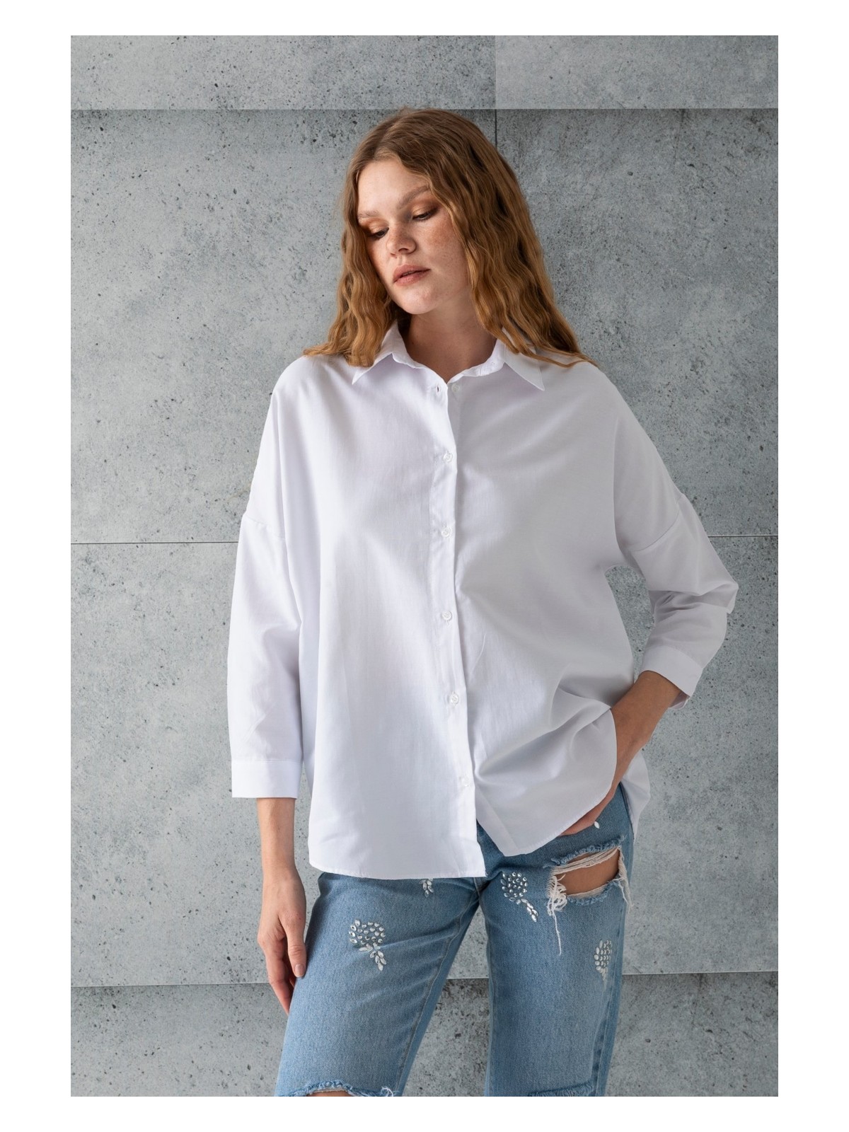 Giysa Kadın Siyah Uzun Kollu Basic Pamuklu Oversize Gömlek - 3900 - Görsel 3