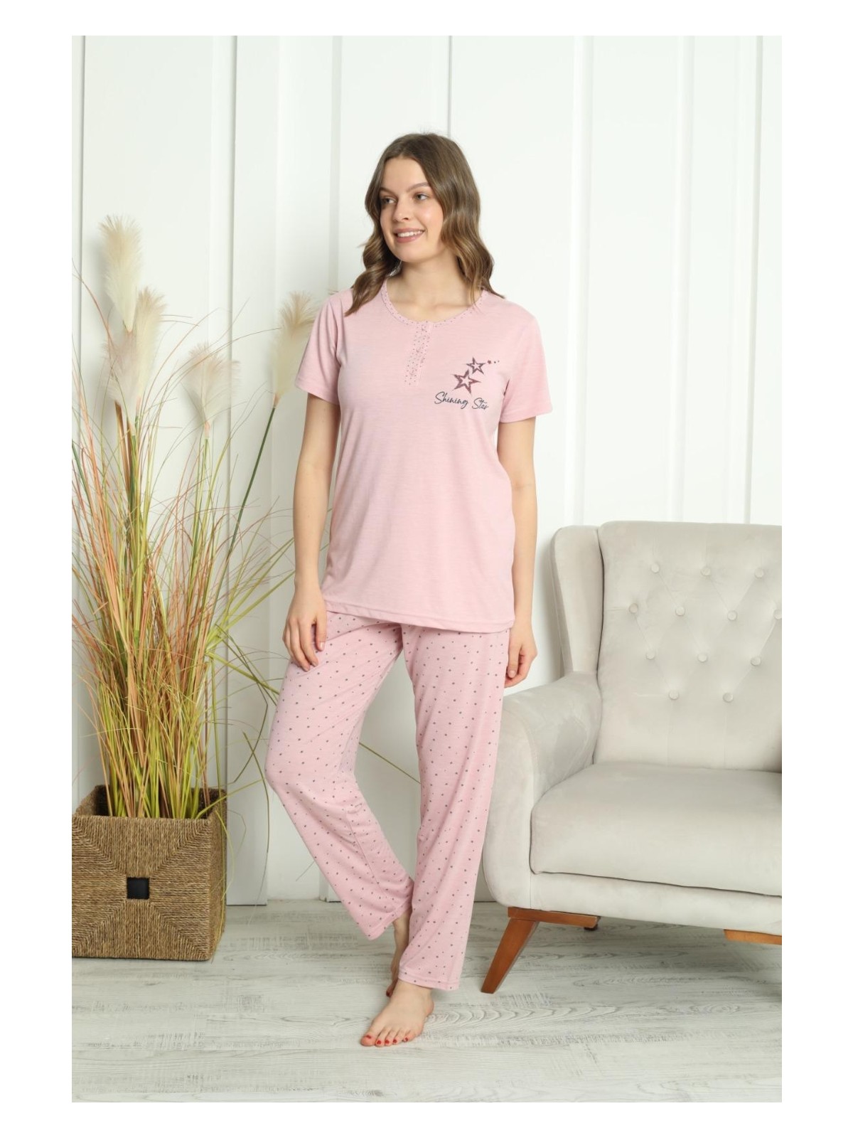 Balis Pijama Yıldızlı Kısa Kollu Pijama Takımı