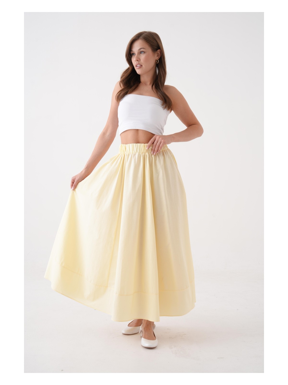 Minaaise Giyim Odası Kadın Siyah Scuba Krep Uzun Bel Lastikli Kiloş Etek Rahat ve Şık Tasarım