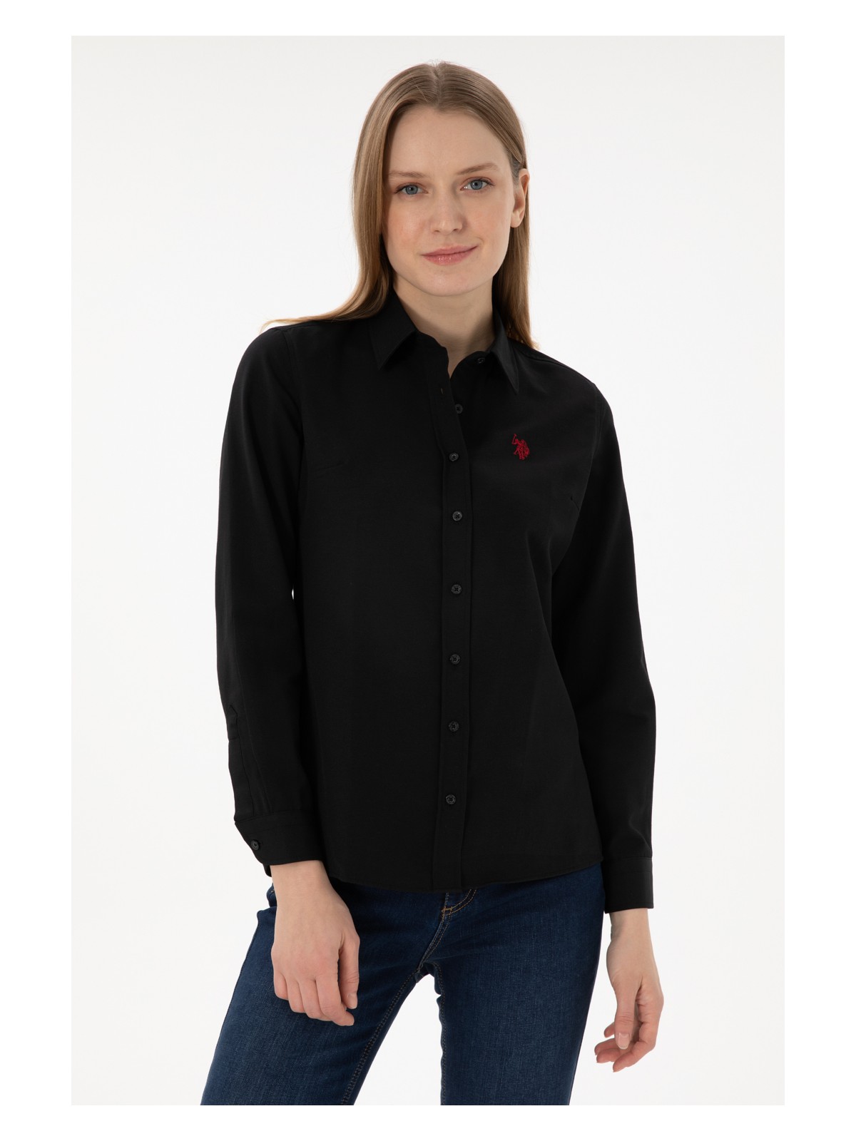 U.S. Polo Assn. Kadın Beyaz Gömlek Basic 50288851-VR013 - Görsel 7