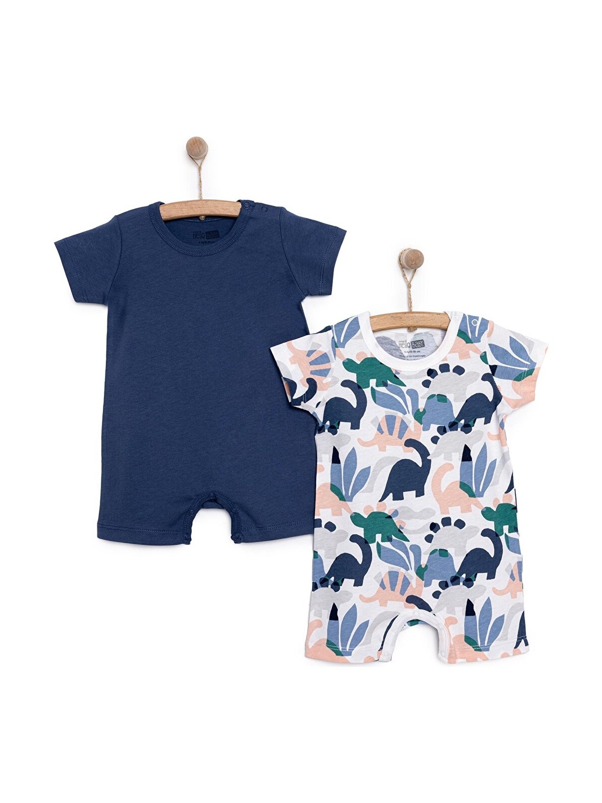 HelloBaby Hellobaby Yenidoğan Erkek 2li Kısa Tulum Erkek Bebek