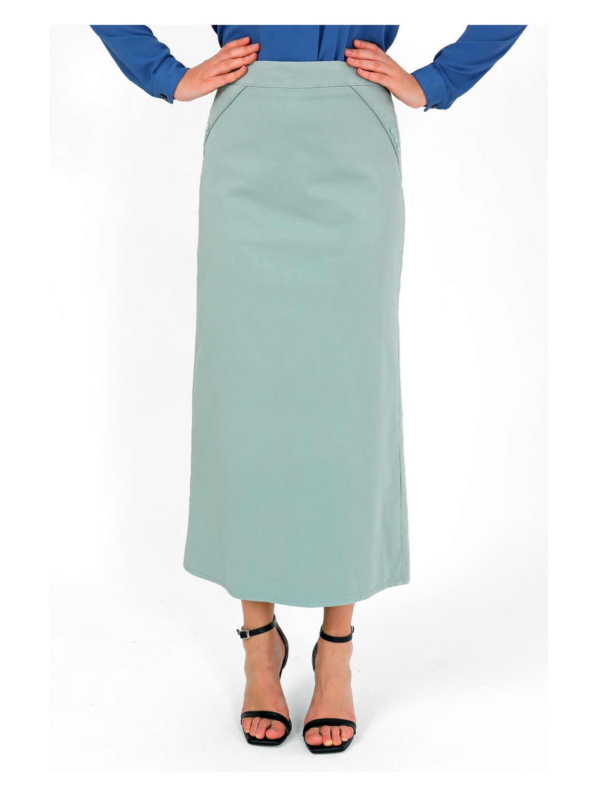 Vellichor Kumaş Kalem Etek - Antrasit - Görsel 6