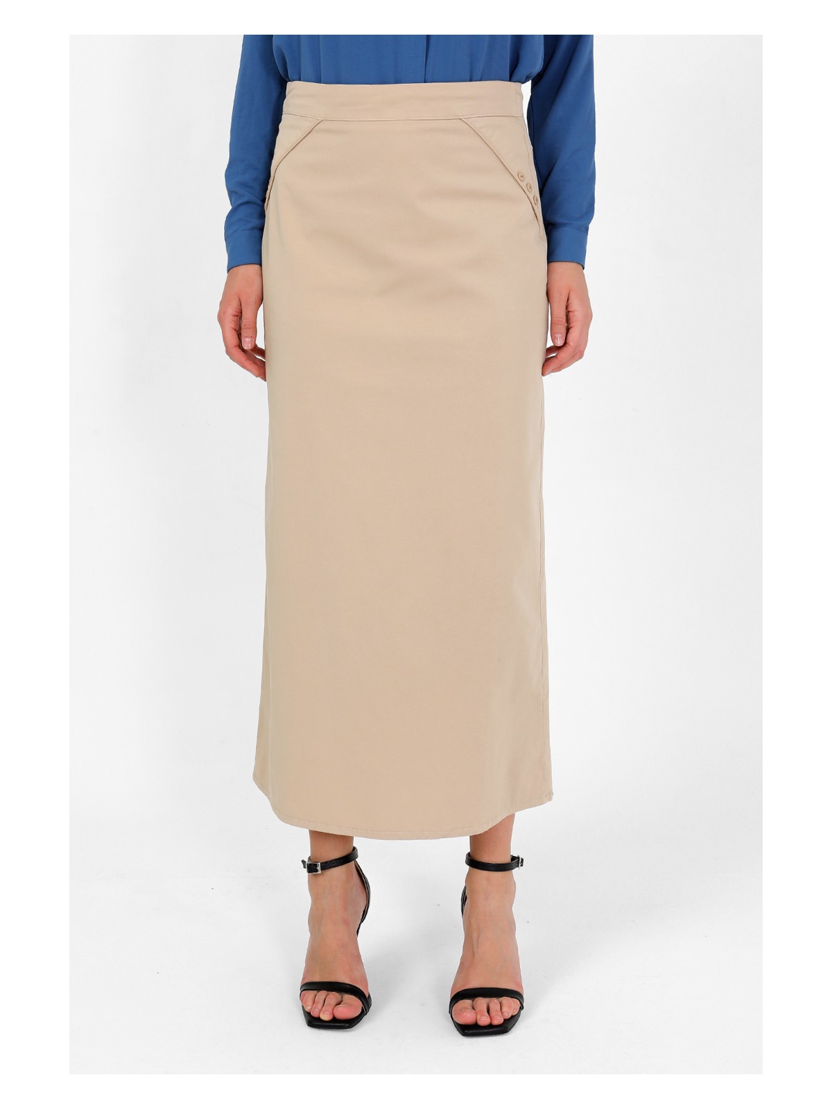 Vellichor Kumaş Kalem Etek - Antrasit - Görsel 3