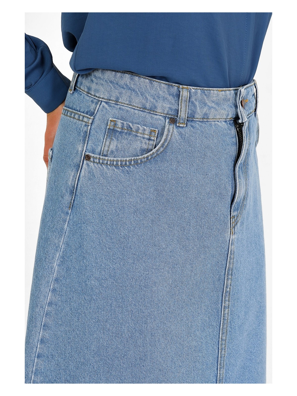 Vellichor Yüksek Bel A Kesim Denim Etek