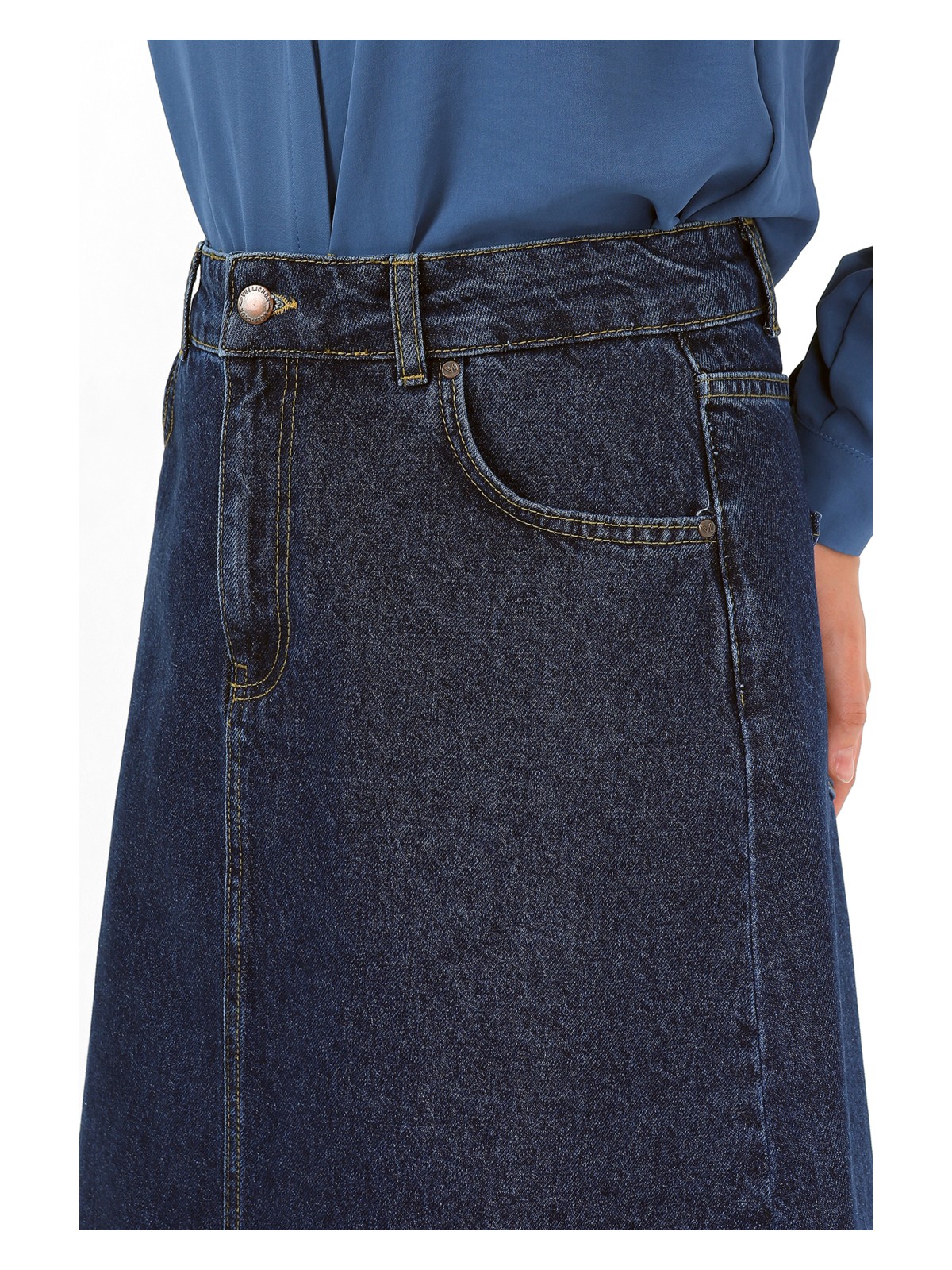 Vellichor Yüksek Bel A Kesim Denim Etek