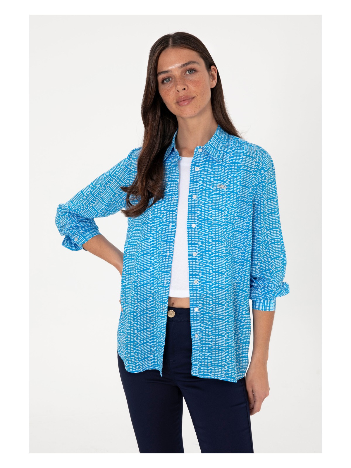 U.S. Polo Assn. Kadın Mor Gömlek Desenli 50306433-VR038 - Görsel 4