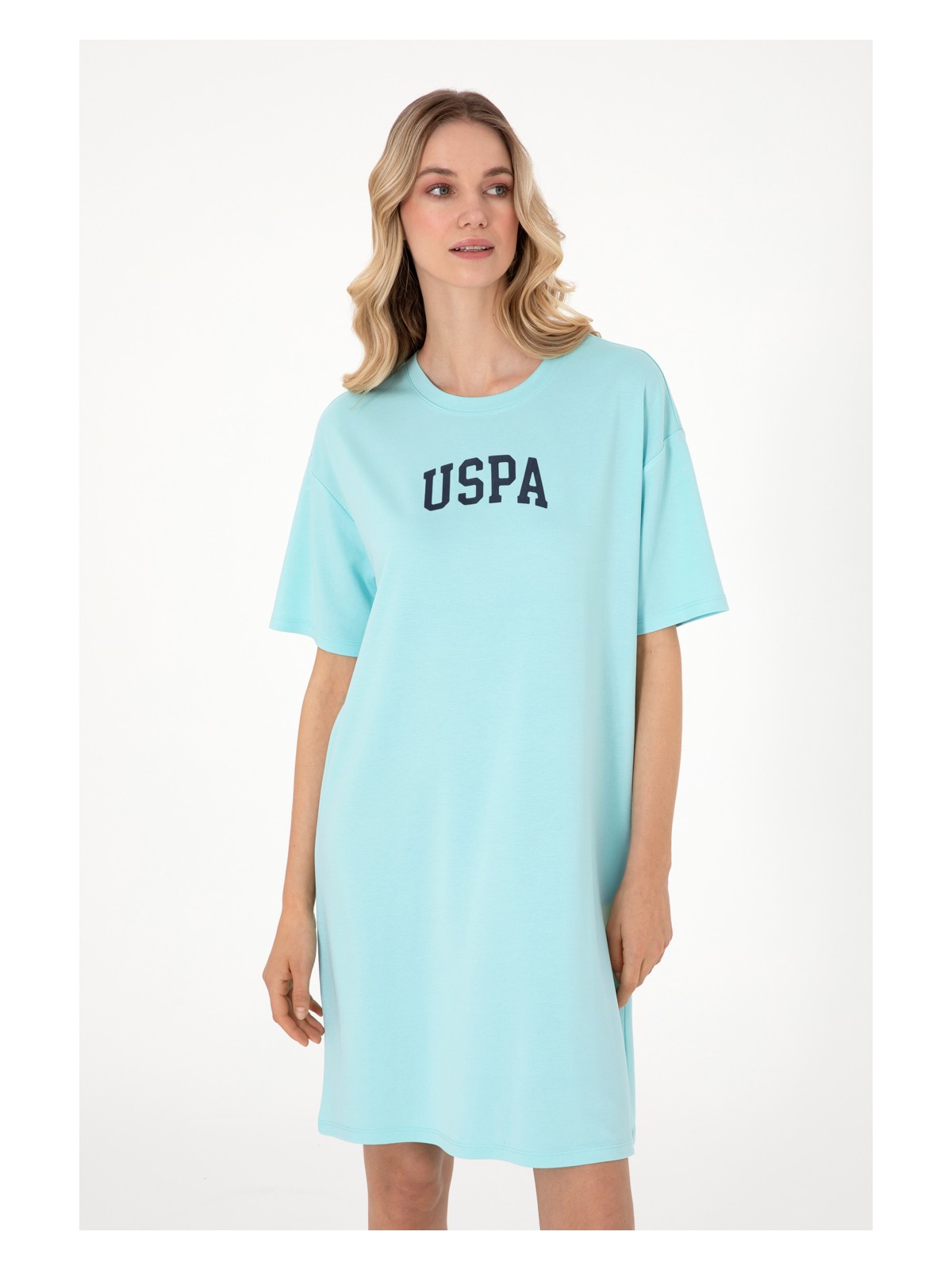 U.S. Polo Assn. Kadın Aqua Modal Karışımlı Bisiklet Yaka Mini Boy Örme Elbise 50306675-VR007 - Görsel 2