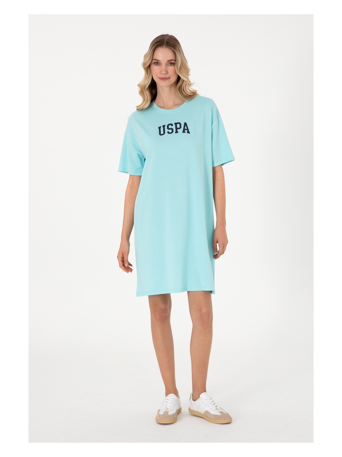 U.S. Polo Assn. Kadın Aqua Modal Karışımlı Bisiklet Yaka Mini Boy Örme Elbise 50306675-VR007 - Görsel 3