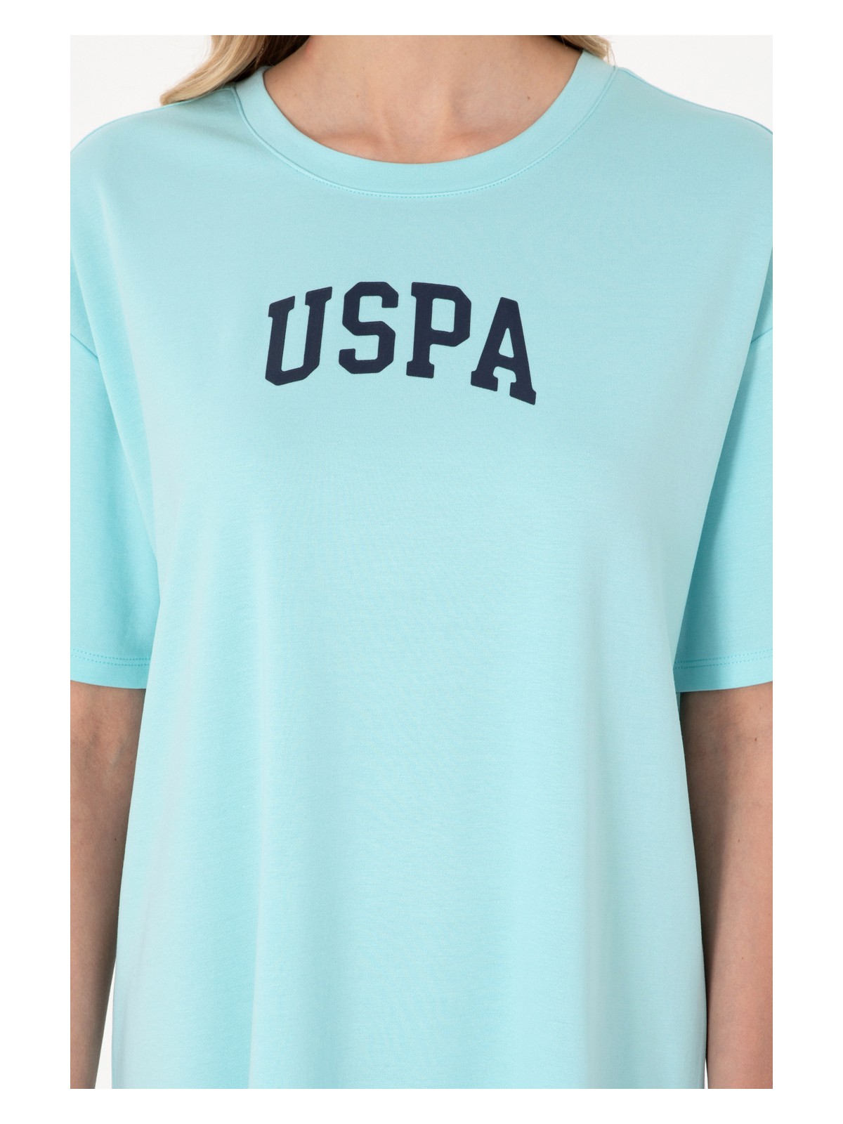 U.S. Polo Assn. Kadın Aqua Modal Karışımlı Bisiklet Yaka Mini Boy Örme Elbise 50306675-VR007 - Görsel 5