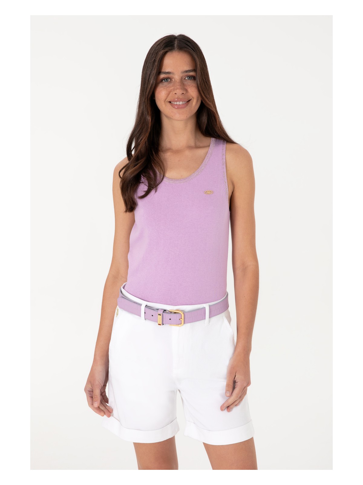 U.S. Polo Assn. Kadın Lila Bisiklet Yaka Triko Tişört 50306480-VR034