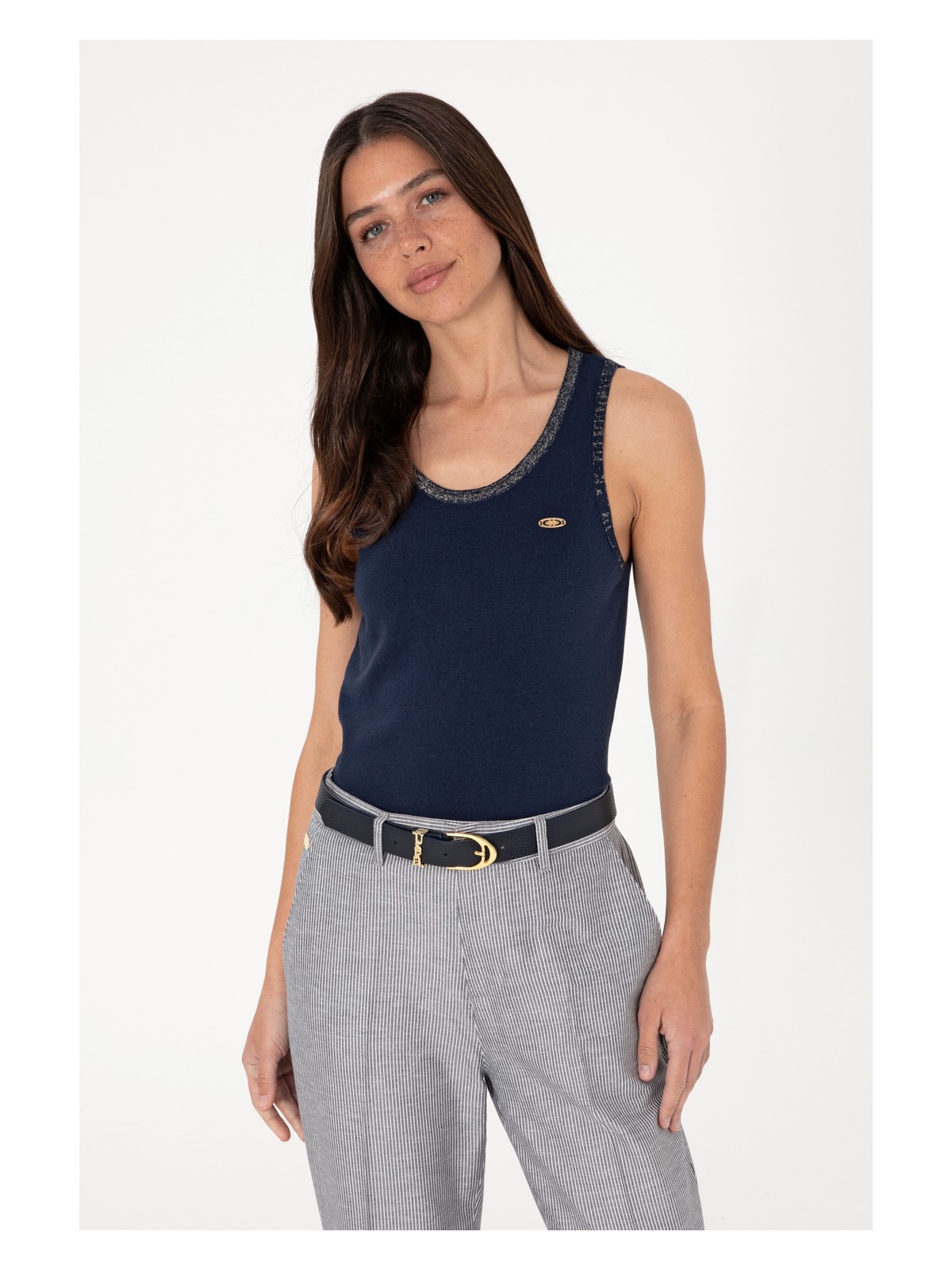 U.S. Polo Assn. Kadın Lila Bisiklet Yaka Triko Tişört 50306480-VR034 - Görsel 3