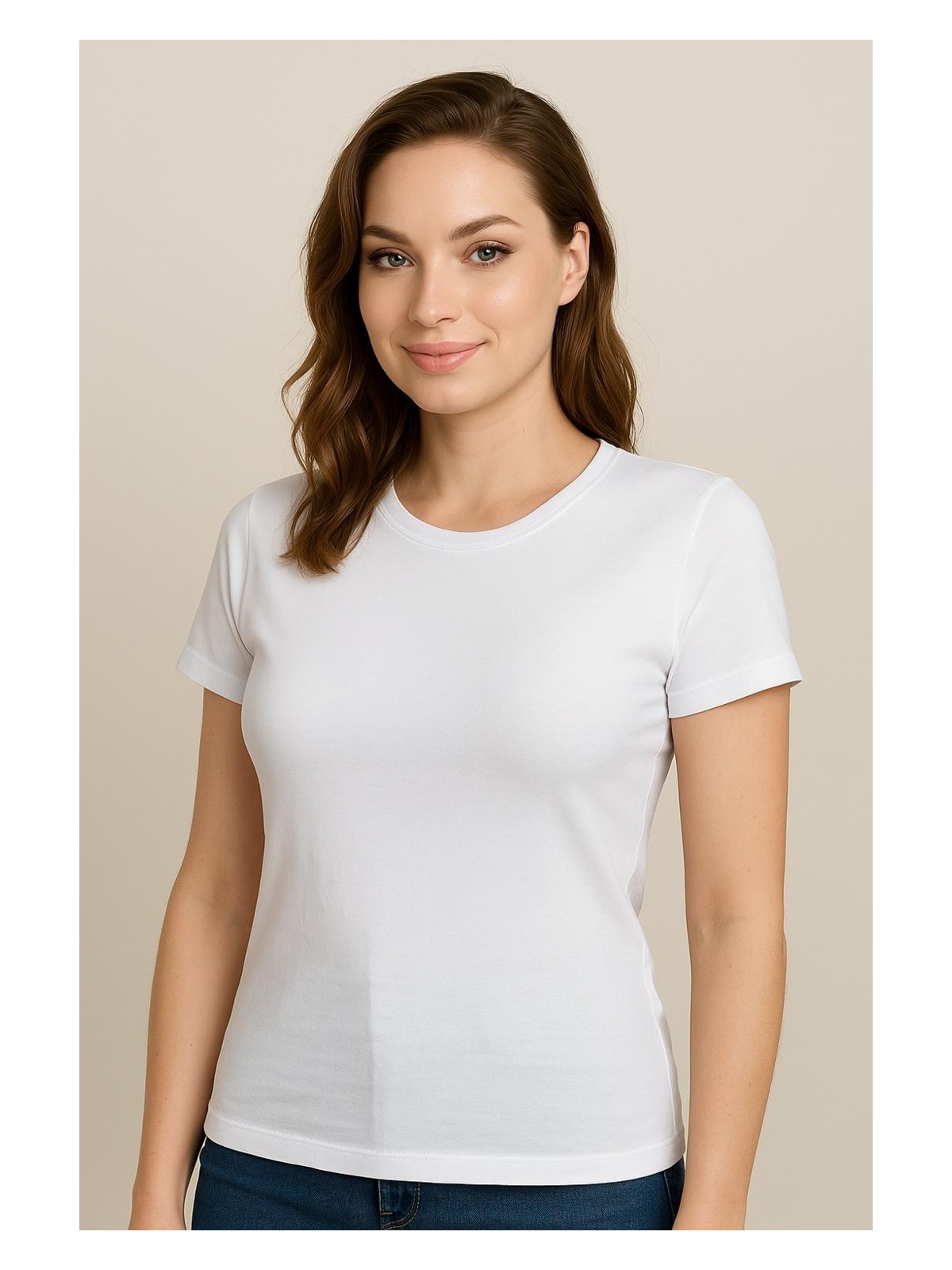 Biricik İç Giyim Yuvarlak Yaka, Basic, Beyaz, T-Shirt, Likralı Tişört