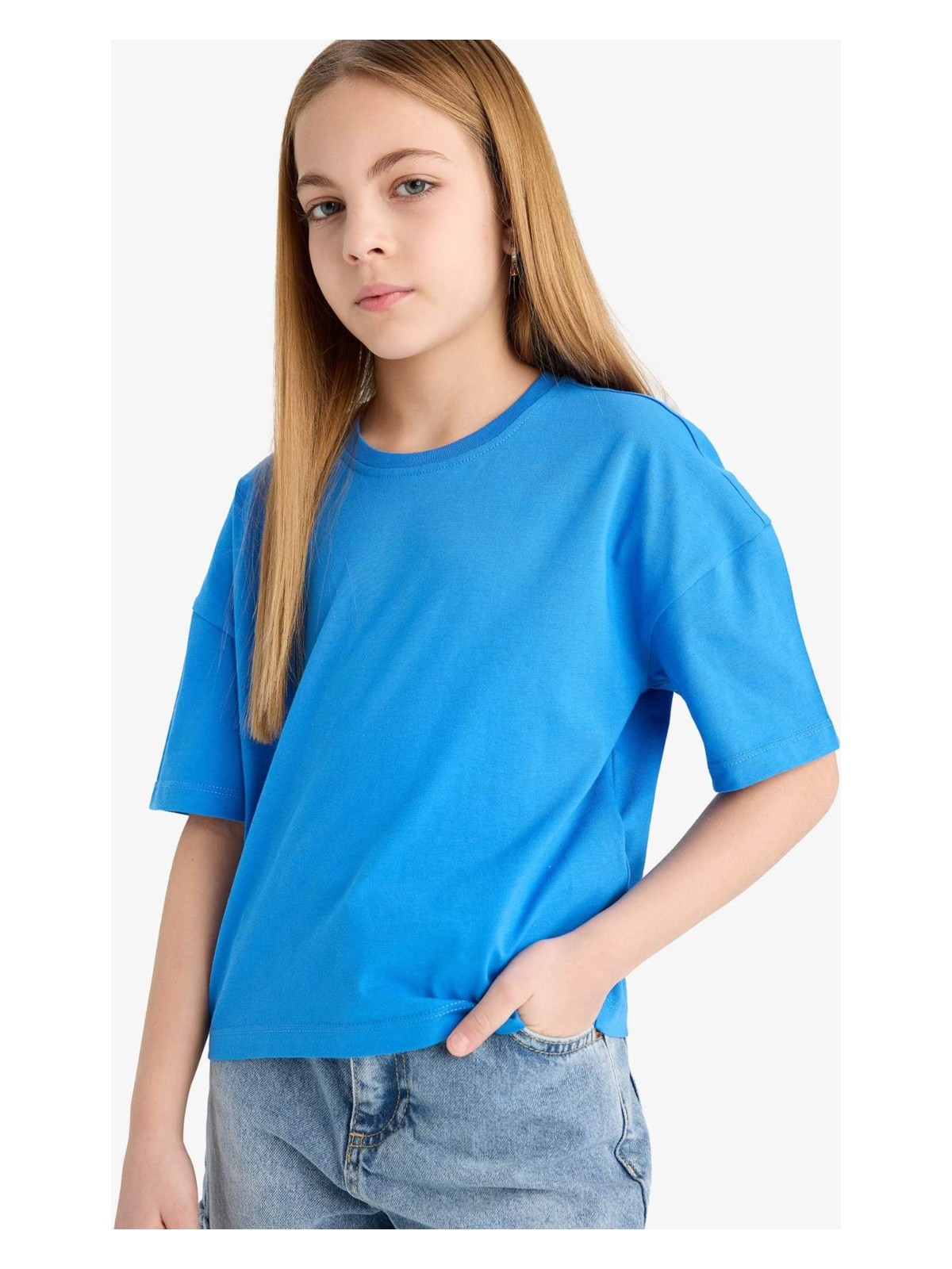 DeFacto Relax Fit Bisiklet Yaka Basic Düz Kısa Kollu Tişört Kız Çocuk Z5095A625SM