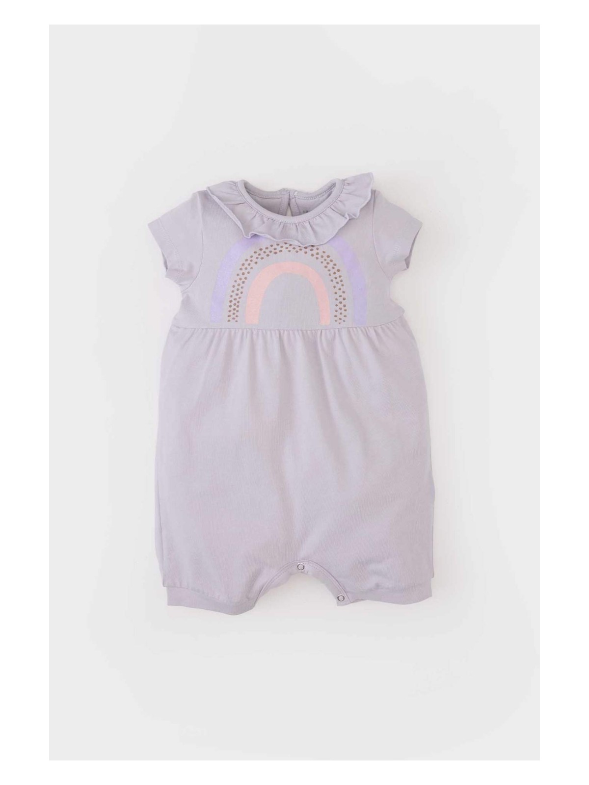 DeFacto Gökkuşağı Baskılı Penye Kısa Kollu Tulum Kız Bebek Yenidoğan C9488A525SM