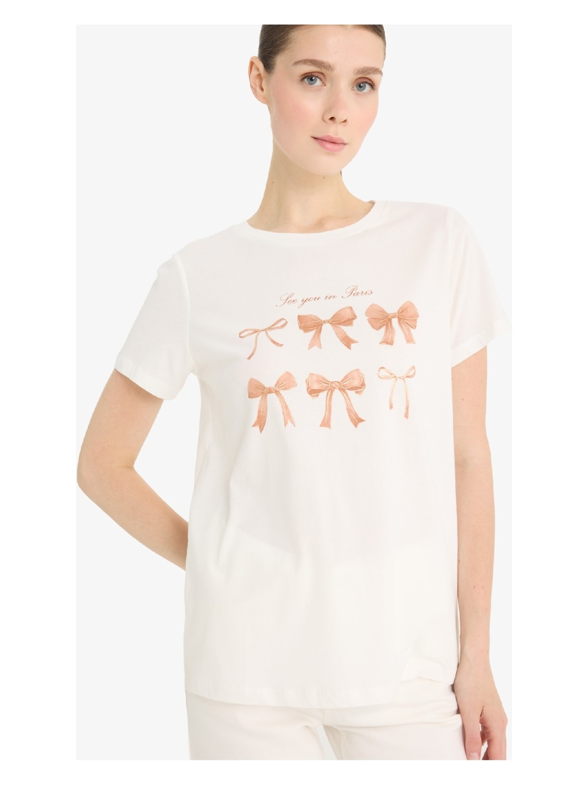 DeFacto %100 Pamuk Regular Fit Baskılı Penye Tişört F5689AX25SM