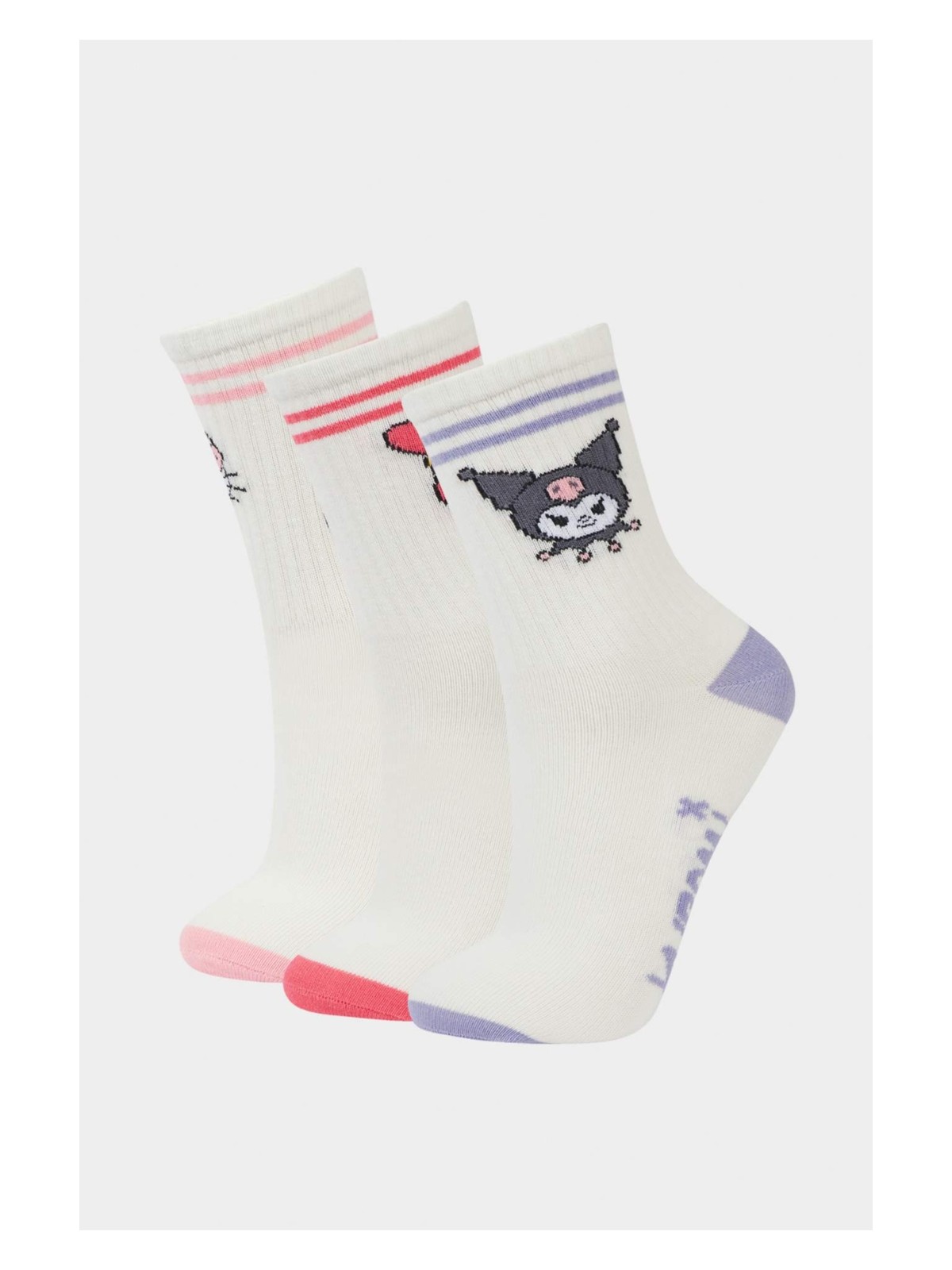 DeFacto Hello Kitty 3'lü Pamuklu Uzun Çorap Kız Çocuk F6704A8NS